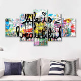 Life Is Beautiful Graffiti Art Canvas 5 Pieces Prints Wall Art Decor - Painting Canvas, Multi Panels, Canvas Print