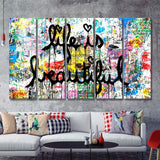 Life Is Beautiful Graffiti Art Canvas 5 Piece B Prints Wall Art Decor - Painting Canvas, Multi Panels, Canvas Prints
