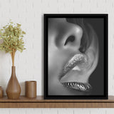 Lip Smoke Framed Canvas Prints Wall Art Home Decor - Painting Canvas,Black Frame, Ready to hang