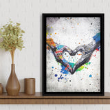 Love Heart Graffiti Art Framed Canvas Prints Wall Art Decor - Painting Canvas, Floating Frame, Framed Picture