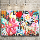 Love Heart & Balloon Dog Canvas Prints Wall Art Decor - Painting Canvas, Home Decor, Art Print, Art For Sale