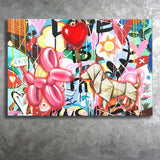 Love Heart & Balloon Dog Canvas Prints Wall Art Decor - Painting Canvas, Home Decor, Art Print, Art For Sale
