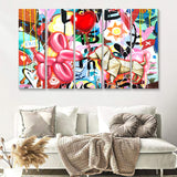 Love Heart & Balloon Dog Canvas 5 Piece B Prints Wall Art Decor - Painting Canvas, Multi Panels, Canvas Prints