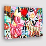 Love Heart & Balloon Dog Canvas Prints Wall Art Decor - Painting Canvas, Home Decor, Art Print, Art For Sale