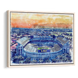 LSU Tigers Tiger Stadium Watercolor, Sport Art Prints Fan Gift, Framed Canvas Prints Wall Art Decor