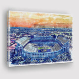 LSU Tigers Tiger Stadium Watercolor, Sport Art Prints Fan Gift, Canvas Prints Wall Art Decor