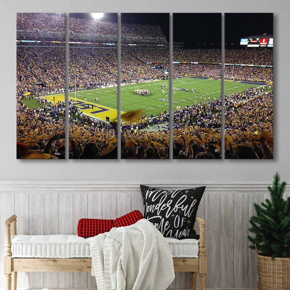 LSU Tigers Stadium Canvas Prints Tiger Stadium Wall Art Louisiana V1,Multi Panels B,Sport Stadium Art Prints, Fan Gift