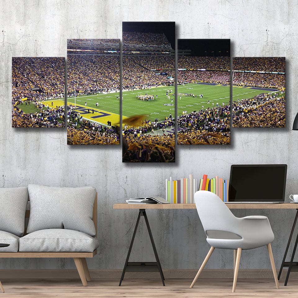 LSU Tigers Stadium Canvas Prints Tiger Stadium Wall Art Louisiana V1,Multi Panels,Sport Stadium Art Prints, Fan Gift