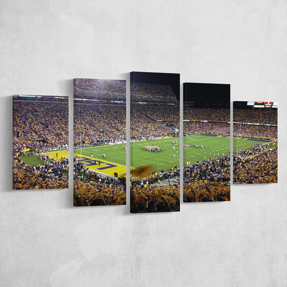 LSU Tigers Stadium Canvas Prints Tiger Stadium Wall Art Louisiana V1,Multi Panels,Sport Stadium Art Prints, Fan Gift