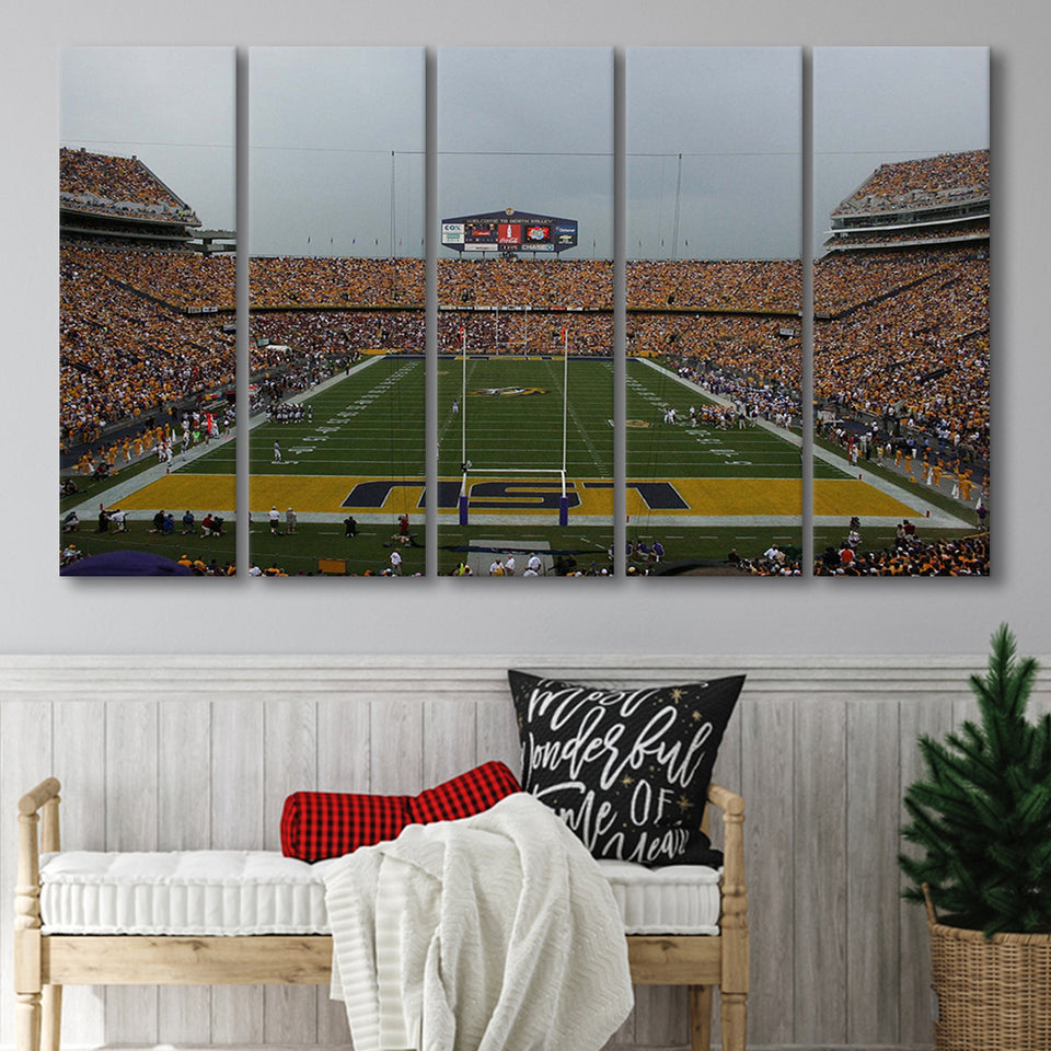LSU Tigers Stadium Canvas Prints Tiger Stadium Wall Art Louisiana,Multi Panels B,Sport Stadium Art Prints, Fan Gift