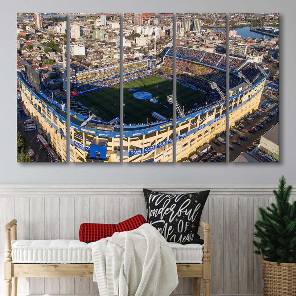 La Boca Stadium Aerial View, Stadium Canvas, Sport Art, Gift for him, Multi Panels B, Canvas Prints Wall Art Decor