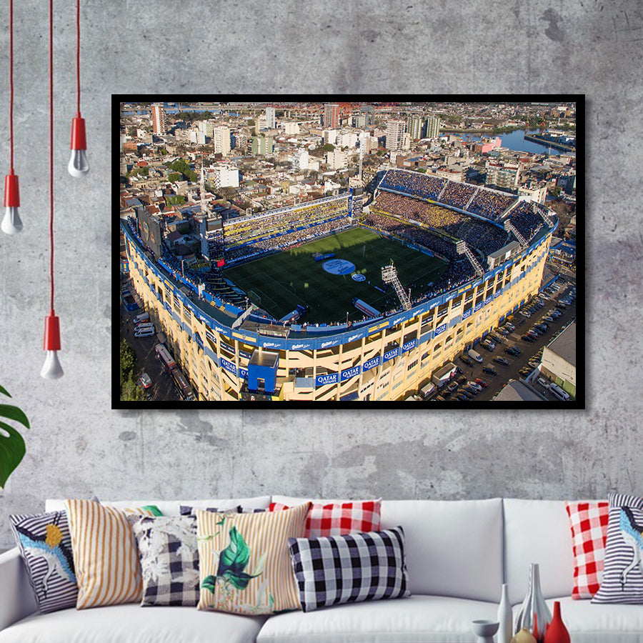 La Boca Stadium Aerial View, Stadium Canvas, Sport Art, Gift for him, Framed Art Prints Wall Art Decor, Framed Picture