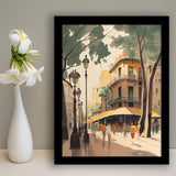 La Rambla Spain Retro Art Print, City Art Print, Framed Art Print Wall Art Home Decor, Framed Picture