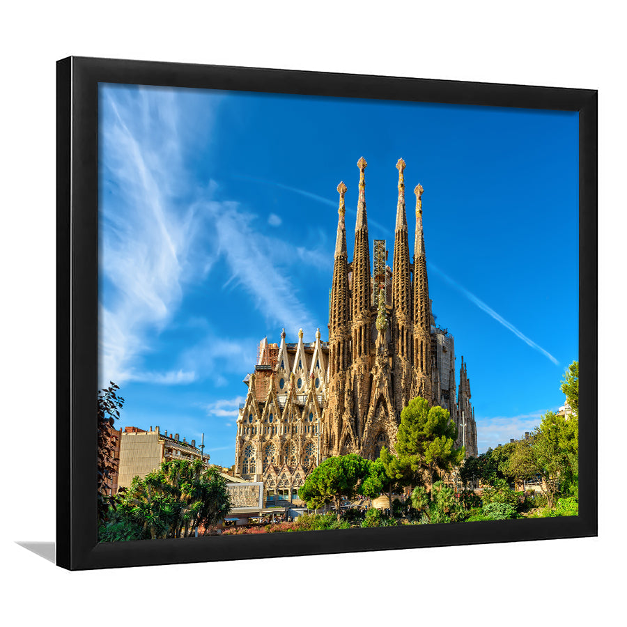 La Sagrada Familia Barcelona Famous Place Framed Art Prints Wall Decor, Framed Picture, Large Art Prints