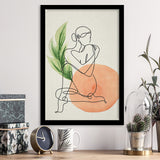 Lady Sit With Green Leaf Bathroom Art Framed Art Prints Wall Decor, Framed Picture, Large Picture
