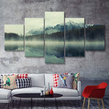 Lake Herbert Banff National Park Canada 5 Pieces Canvas Prints Wall Art - Painting Canvas, Multi Panels, Wall Decor