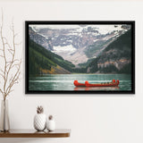 Lake Louise Photo Canada National Park Nature Landscapes Framed Canvas Prints Wall Art Decor, Black Floating Frame