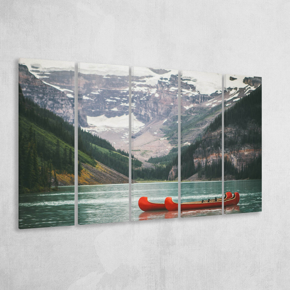 Lake Louise Photo Canada National Park Nature Landscapes 5 Panels B,Large Canvas,Canvas Prints Wall Art Home Decor