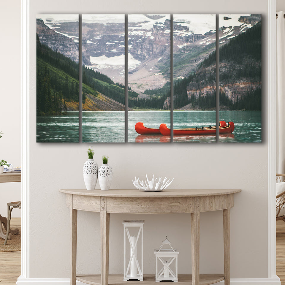 Lake Louise Photo Canada National Park Nature Landscapes 5 Panels B,Large Canvas,Canvas Prints Wall Art Home Decor