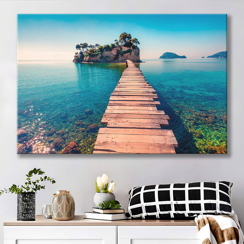 Lake Pier Canvas Prints Wall Art Decor - Painting Canvas,Home Decor, Ready to Hang