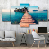 Lake Pier 5 Piece Canvas Prints Wall Art Decor, Multi Panels, Mixed Canvas