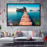 Lake Pier Framed Canvas Prints Wall Art Decor, Framed Picture, Floating Frame