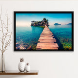 Lake Pier Framed Canvas Prints Wall Art Decor, Framed Picture, Floating Frame