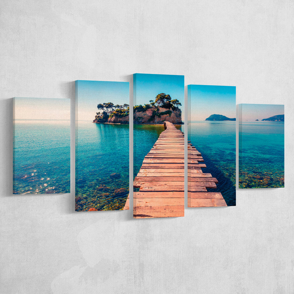 Lake Pier 5 Piece Canvas Prints Wall Art Decor, Multi Panels, Mixed Canvas