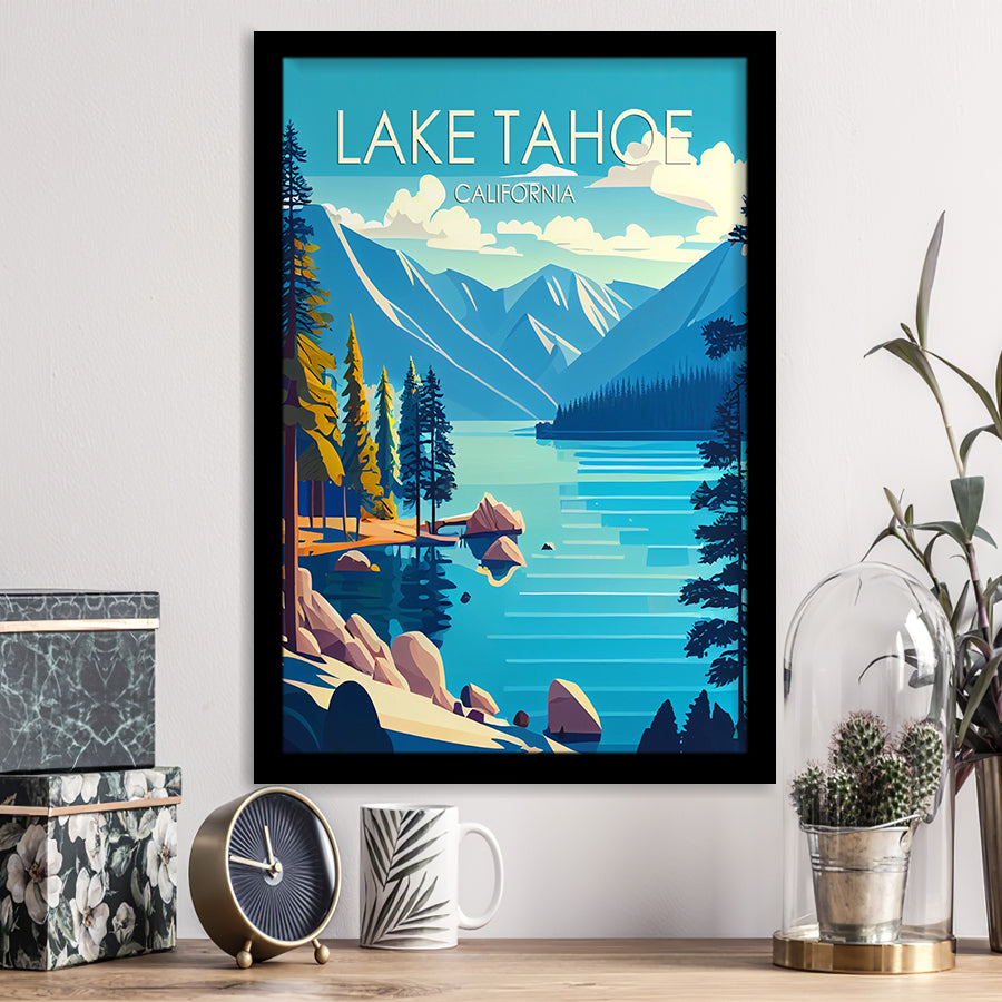 Lake Tahoe California Retro Art Print, City Art Print, Framed Art Print Wall Art Home Decor, Framed Picture