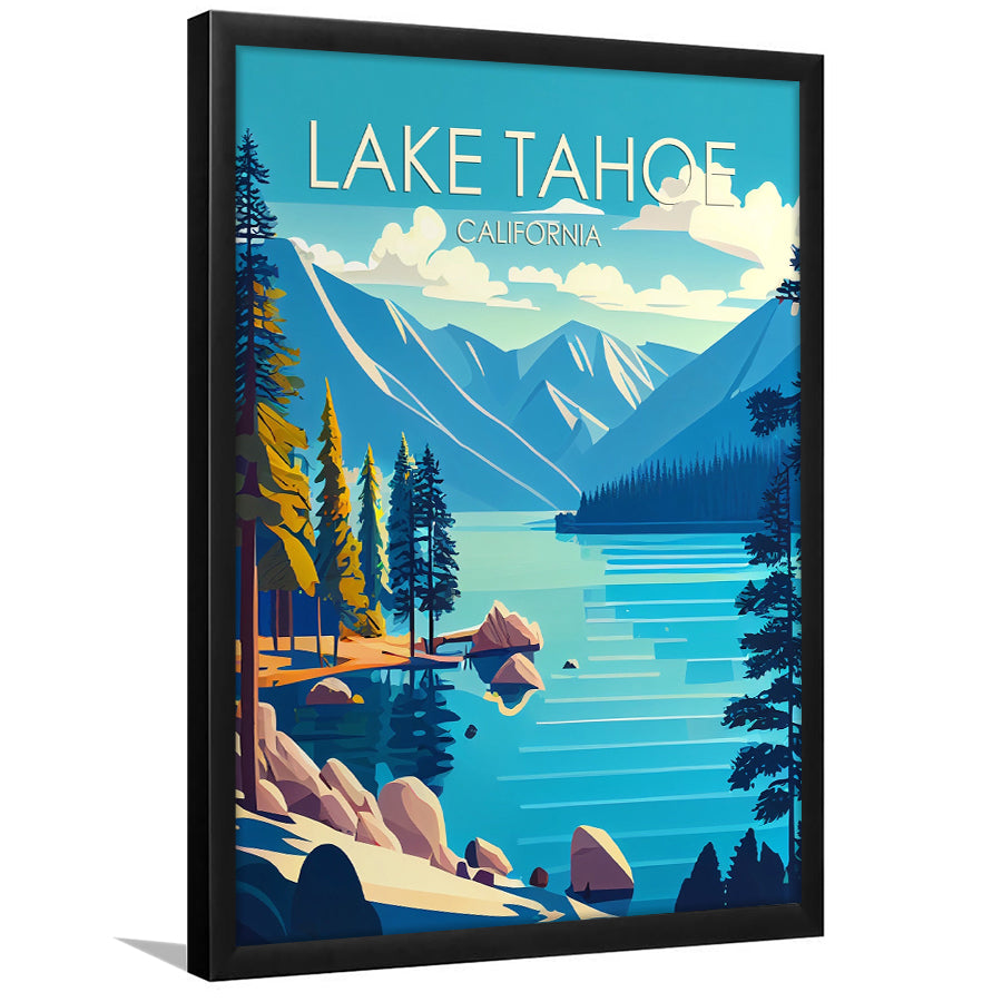 Lake Tahoe California Retro Art Print, City Art Print, Framed Art Print Wall Art Home Decor, Framed Picture