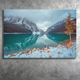 Lake And Mountains Winter Canvas Prints Wall Art Decor - Painting Canvas,Home Decor, Ready to Hang