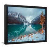 Lake And Mountains Winter Framed Art Prints Wall Art Decor, Framed Picture, Home Decor