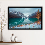 Lake And Mountains Winter Framed Canvas Prints Wall Art Decor, Framed Picture, Floating Frame