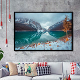 Lake And Mountains Winter Framed Art Prints Wall Art Decor, Framed Picture, Home Decor