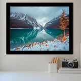 Lake And Mountains Winter Framed Art Prints Wall Art Decor, Framed Picture, Home Decor