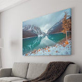 Lake And Mountains Winter Canvas Prints Wall Art Decor - Painting Canvas,Home Decor, Ready to Hang