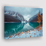 Lake And Mountains Winter Canvas Prints Wall Art Decor - Painting Canvas,Home Decor, Ready to Hang