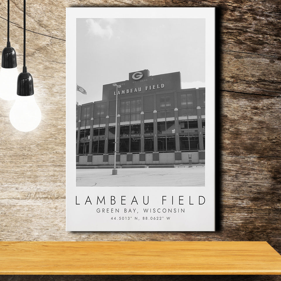 Lambeau Field Green Bay Packers Football Lovers Black And White Art Canvas Prints Wall Art Home Decor