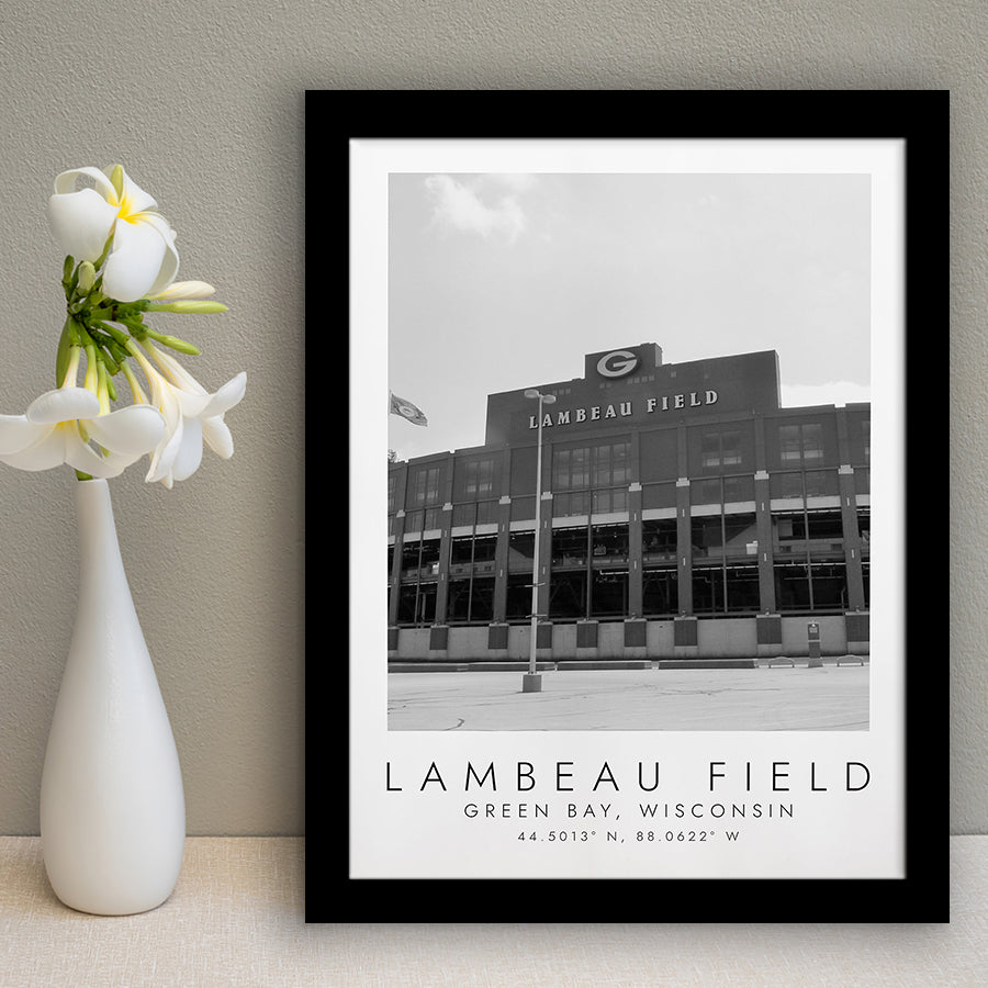 Lambeau Field Green Bay Packers Football Lovers Black And White Art Framed Art Prints Wall Art Decor, Framed Picture