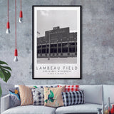 Lambeau Field Green Bay Packers Football Lovers Black And White Art Framed Art Prints Wall Art Decor, Framed Picture