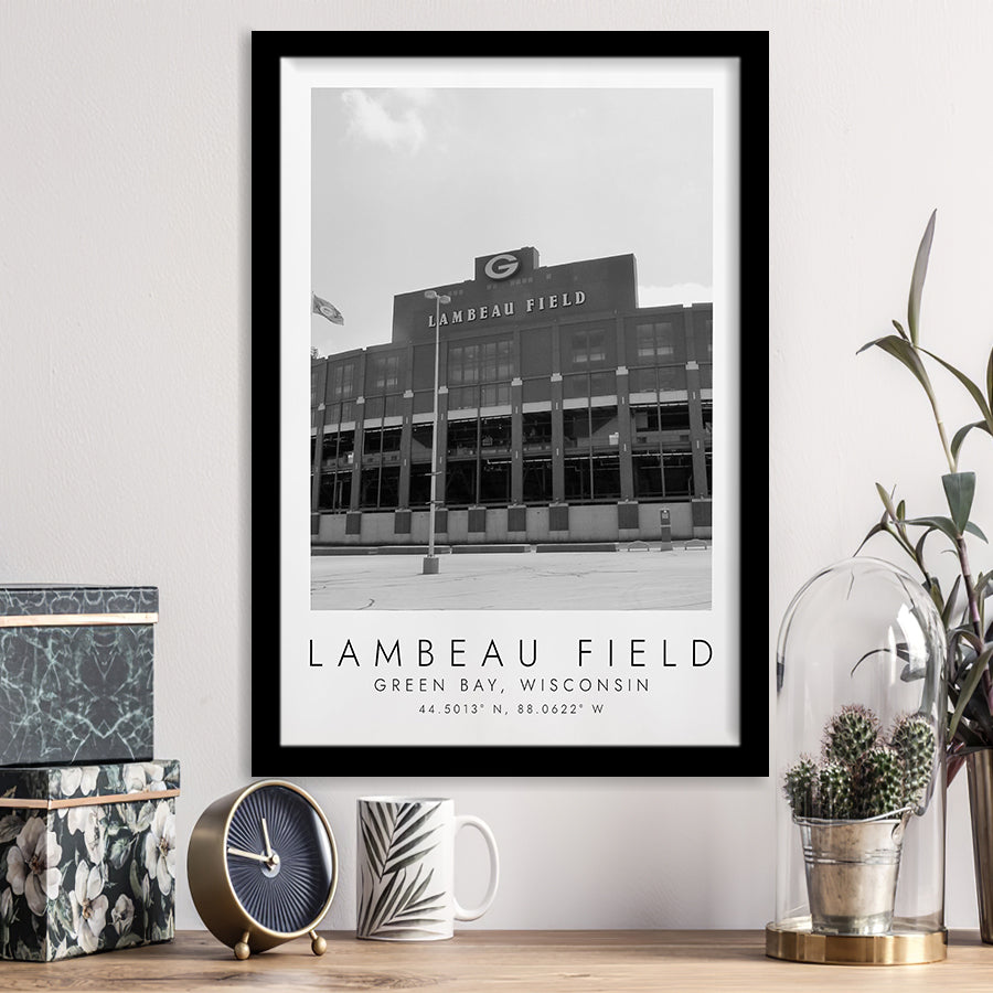 Lambeau Field Green Bay Packers Football Lovers Black And White Art Framed Art Prints Wall Art Decor, Framed Picture