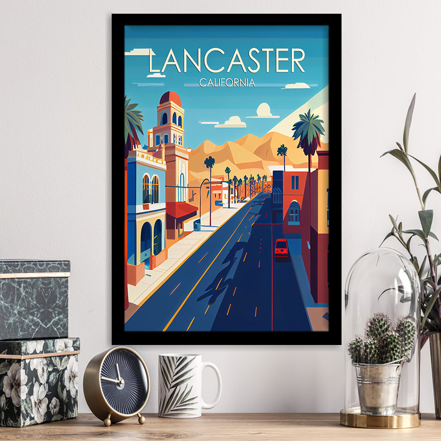 Lancaster California Retro Art Print, City Art Print, Framed Art Print Wall Art Home Decor, Framed Picture
