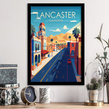 Lancaster California Retro Art Print, City Art Print, Framed Art Print Wall Art Home Decor, Framed Picture