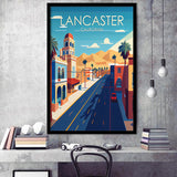 Lancaster California Retro Art Print, City Art Print, Framed Art Print Wall Art Home Decor, Framed Picture
