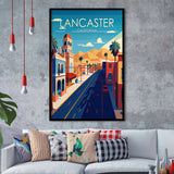 Lancaster California Retro Art Print, City Art Print, Framed Art Print Wall Art Home Decor, Framed Picture