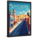 Lancaster California Retro Art Print, City Art Print, Framed Art Print Wall Art Home Decor, Framed Picture