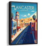 Lancaster California Retro Art Print, Large Canvas, Framed Canvas Print Wall Art Home Decor, Floating Frame