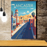 Lancaster California Retro Art Print ,City Art Print, Large Canvas, Canvas Print Wall Art Home Decor
