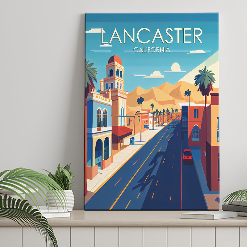 Lancaster California Retro Art Print ,City Art Print, Large Canvas, Canvas Print Wall Art Home Decor