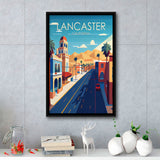 Lancaster California Retro Art Print, Large Canvas, Framed Canvas Print Wall Art Home Decor, Floating Frame